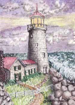 October Award - "Ship's Light" by George Cunningham, Madison WI - Watercolor, SOLD
